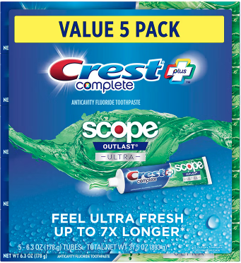Crest Complete Plus Scope Outlast Ultra Toothpaste 5 pk. 6.3 oz.